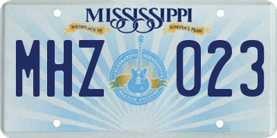MS license plate MHZ023
