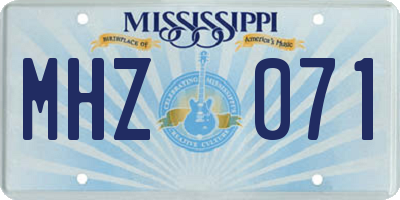 MS license plate MHZ071