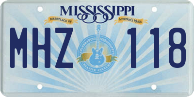 MS license plate MHZ118