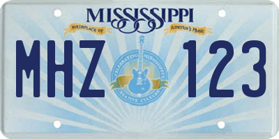 MS license plate MHZ123