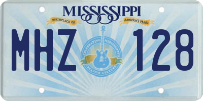 MS license plate MHZ128