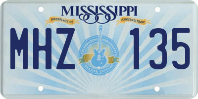 MS license plate MHZ135