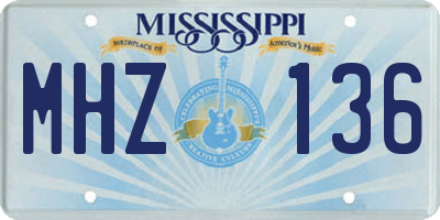 MS license plate MHZ136