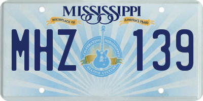 MS license plate MHZ139