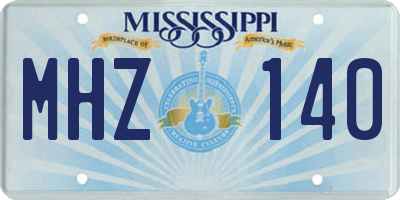 MS license plate MHZ140