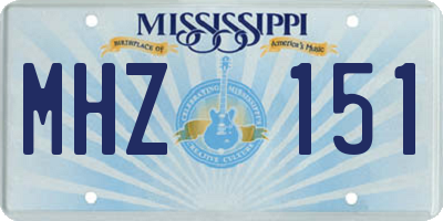 MS license plate MHZ151