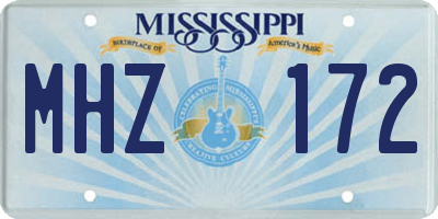 MS license plate MHZ172