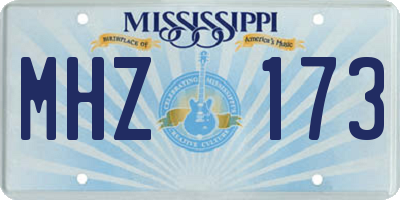 MS license plate MHZ173