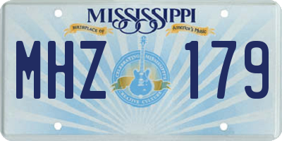 MS license plate MHZ179