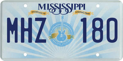 MS license plate MHZ180