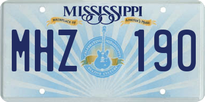 MS license plate MHZ190