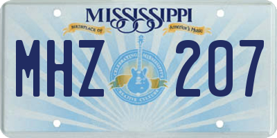 MS license plate MHZ207