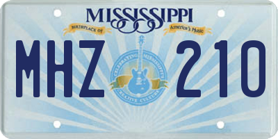 MS license plate MHZ210
