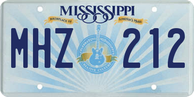 MS license plate MHZ212