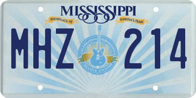 MS license plate MHZ214