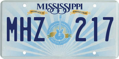 MS license plate MHZ217
