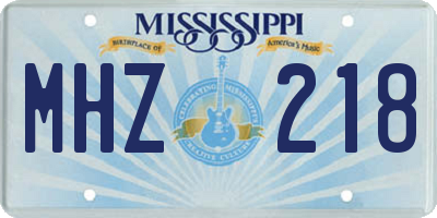 MS license plate MHZ218