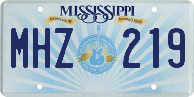 MS license plate MHZ219