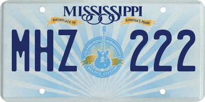 MS license plate MHZ222