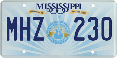 MS license plate MHZ230