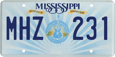 MS license plate MHZ231