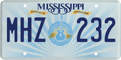 MS license plate MHZ232