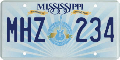 MS license plate MHZ234