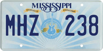 MS license plate MHZ238