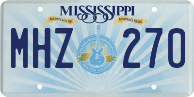 MS license plate MHZ270