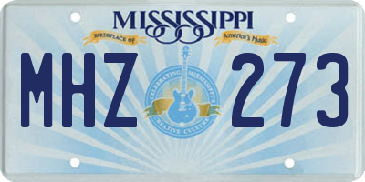 MS license plate MHZ273