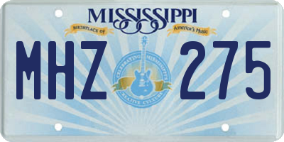 MS license plate MHZ275