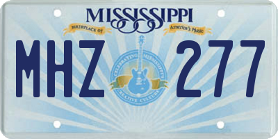 MS license plate MHZ277