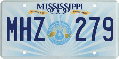 MS license plate MHZ279