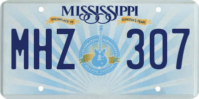 MS license plate MHZ307
