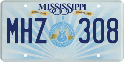 MS license plate MHZ308