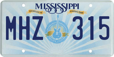 MS license plate MHZ315