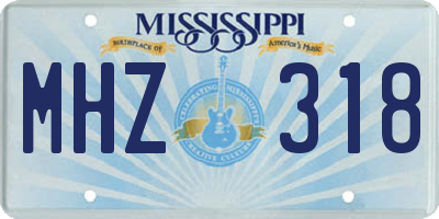 MS license plate MHZ318