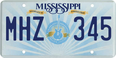 MS license plate MHZ345