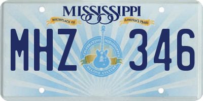 MS license plate MHZ346