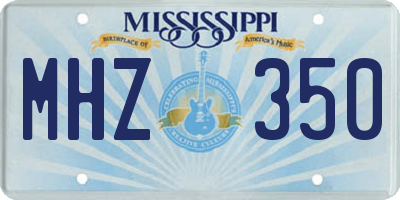 MS license plate MHZ350
