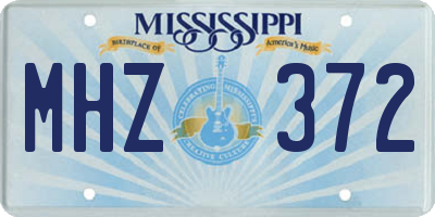 MS license plate MHZ372