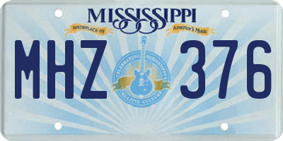 MS license plate MHZ376