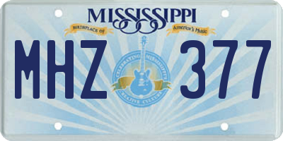 MS license plate MHZ377