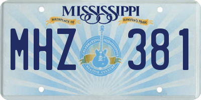 MS license plate MHZ381