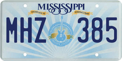 MS license plate MHZ385