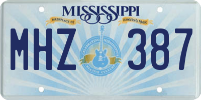 MS license plate MHZ387