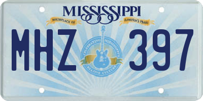 MS license plate MHZ397