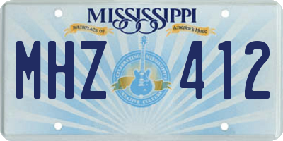 MS license plate MHZ412