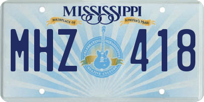 MS license plate MHZ418
