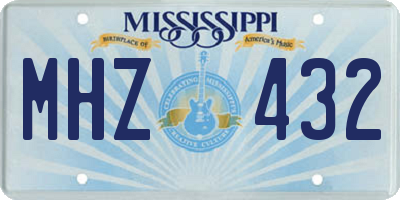 MS license plate MHZ432